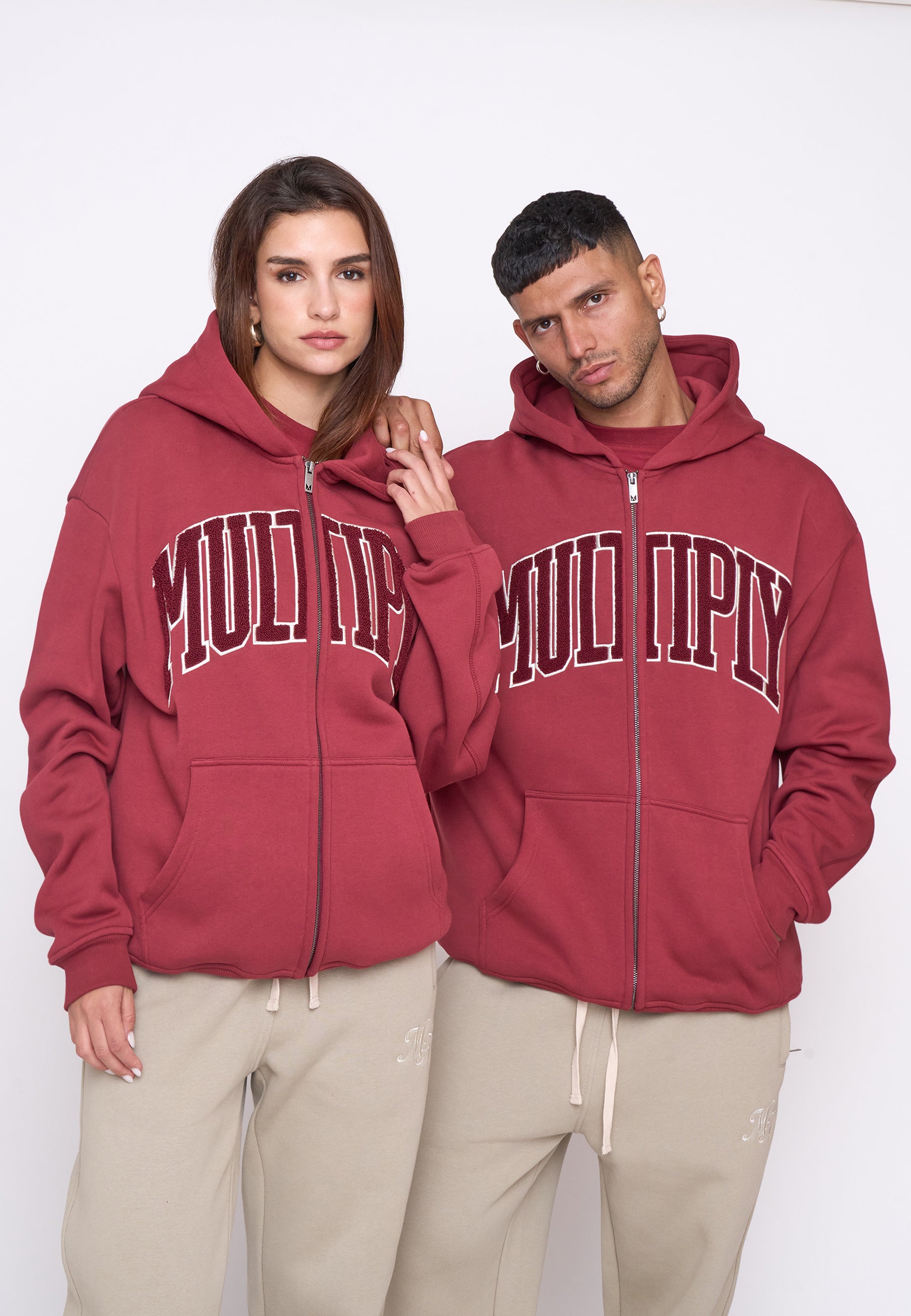 Multiply Spparel Oversize Zip Hoodie MAJOR Ruby Wine