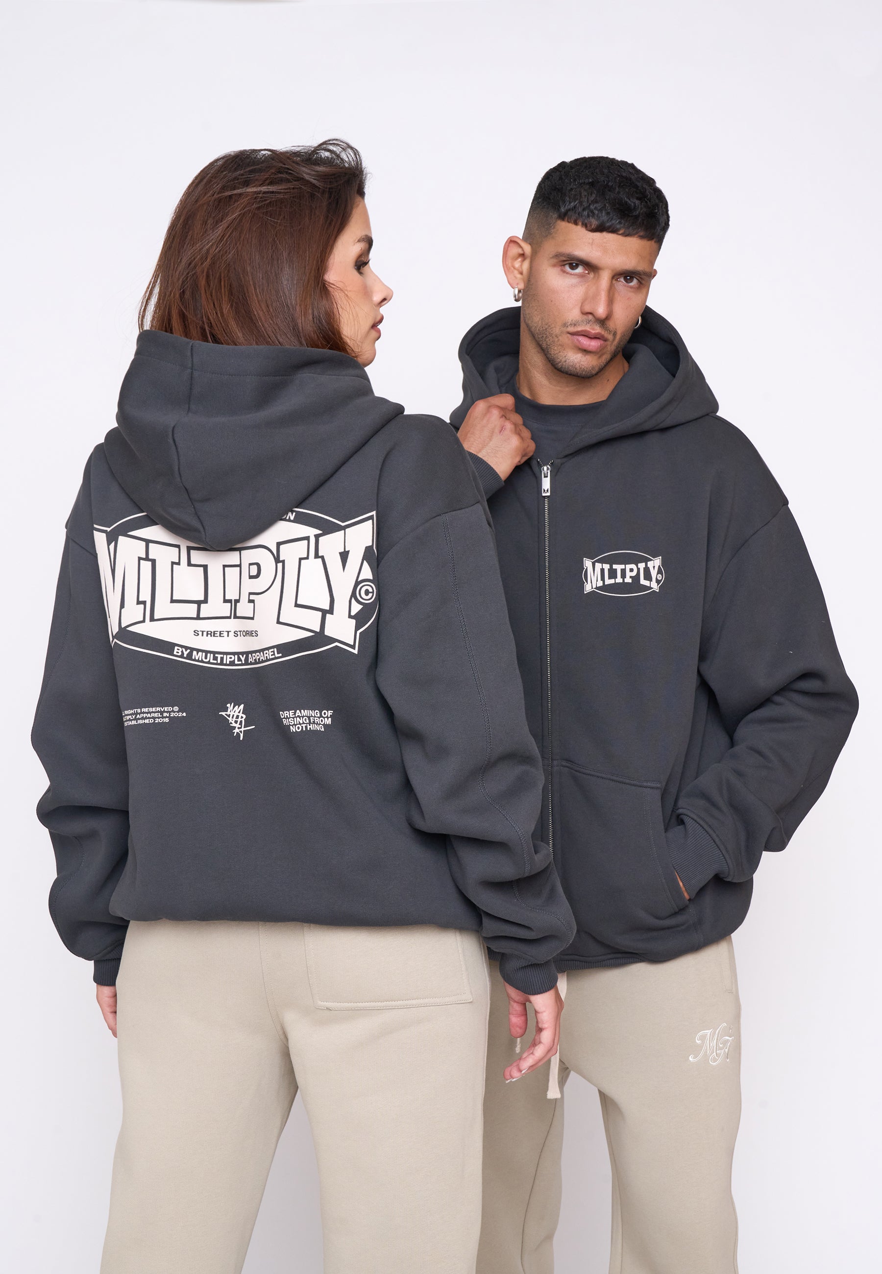 Multiply Spparel Oversize Zip Hoodie STREET Black Soda