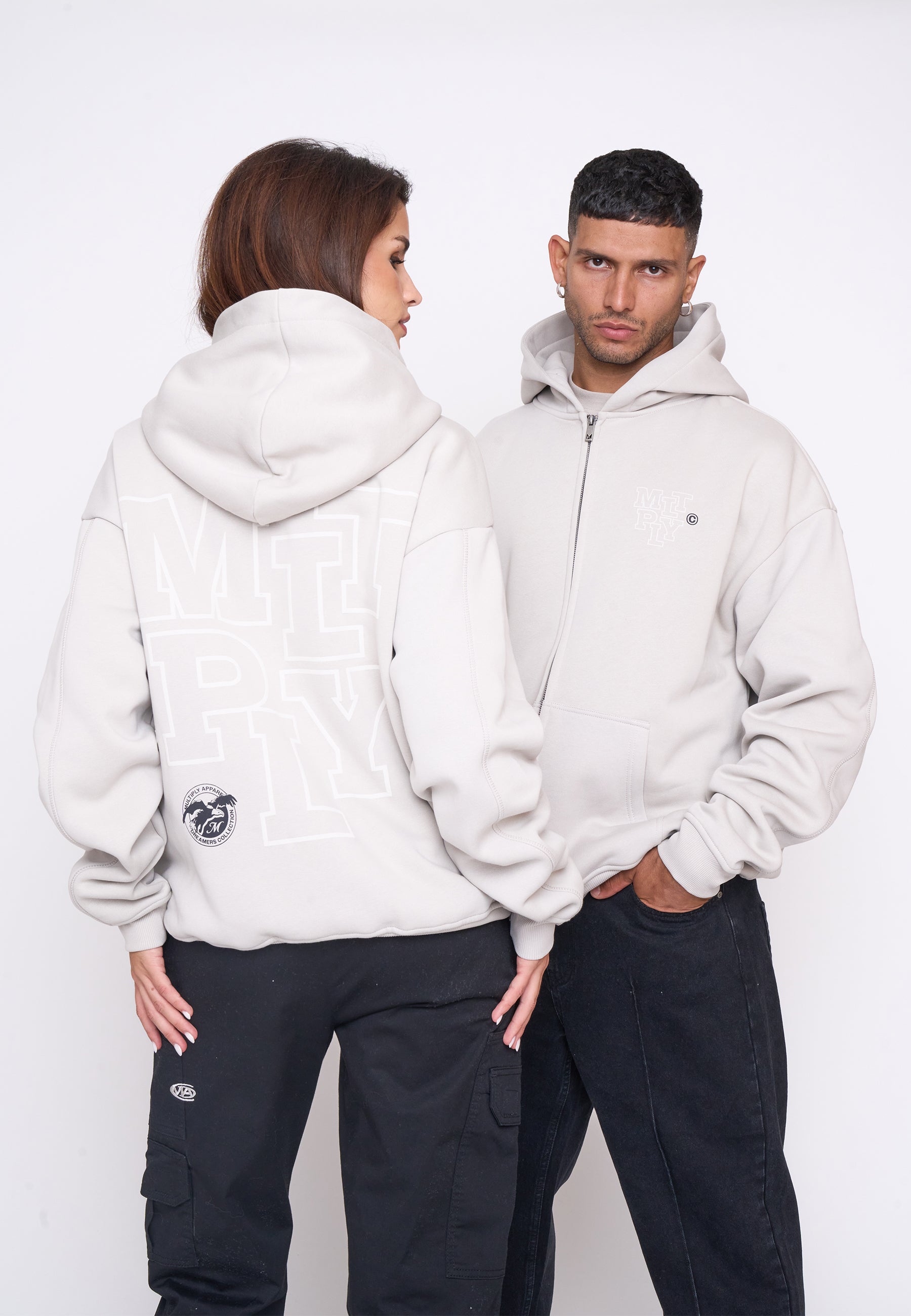 Multiply Spparel Oversize Zip Hoodie LIBRARY Dove