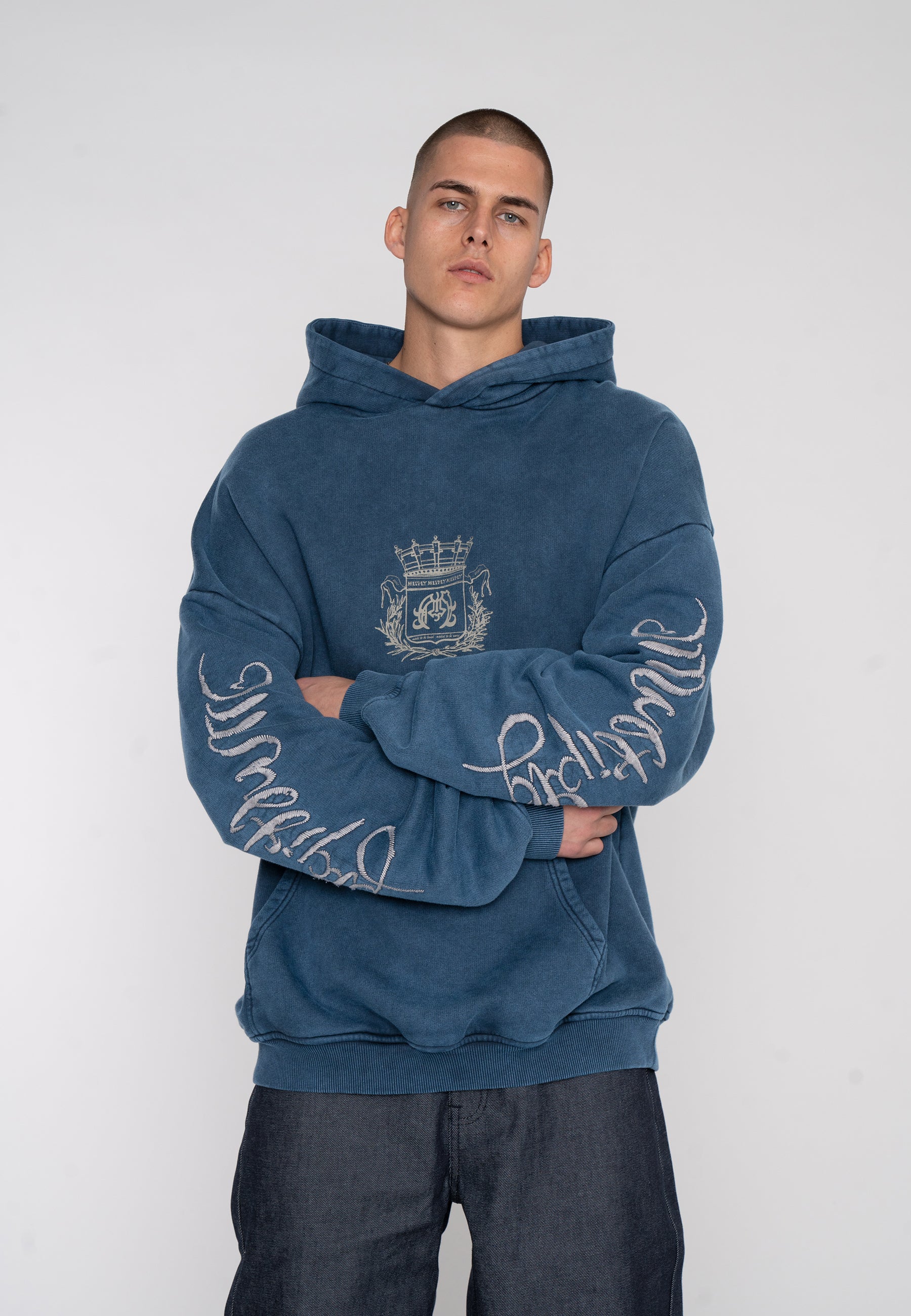 Oversize Hoodie ROYALTY Pageant Blue Washed Heavy Acid Washed