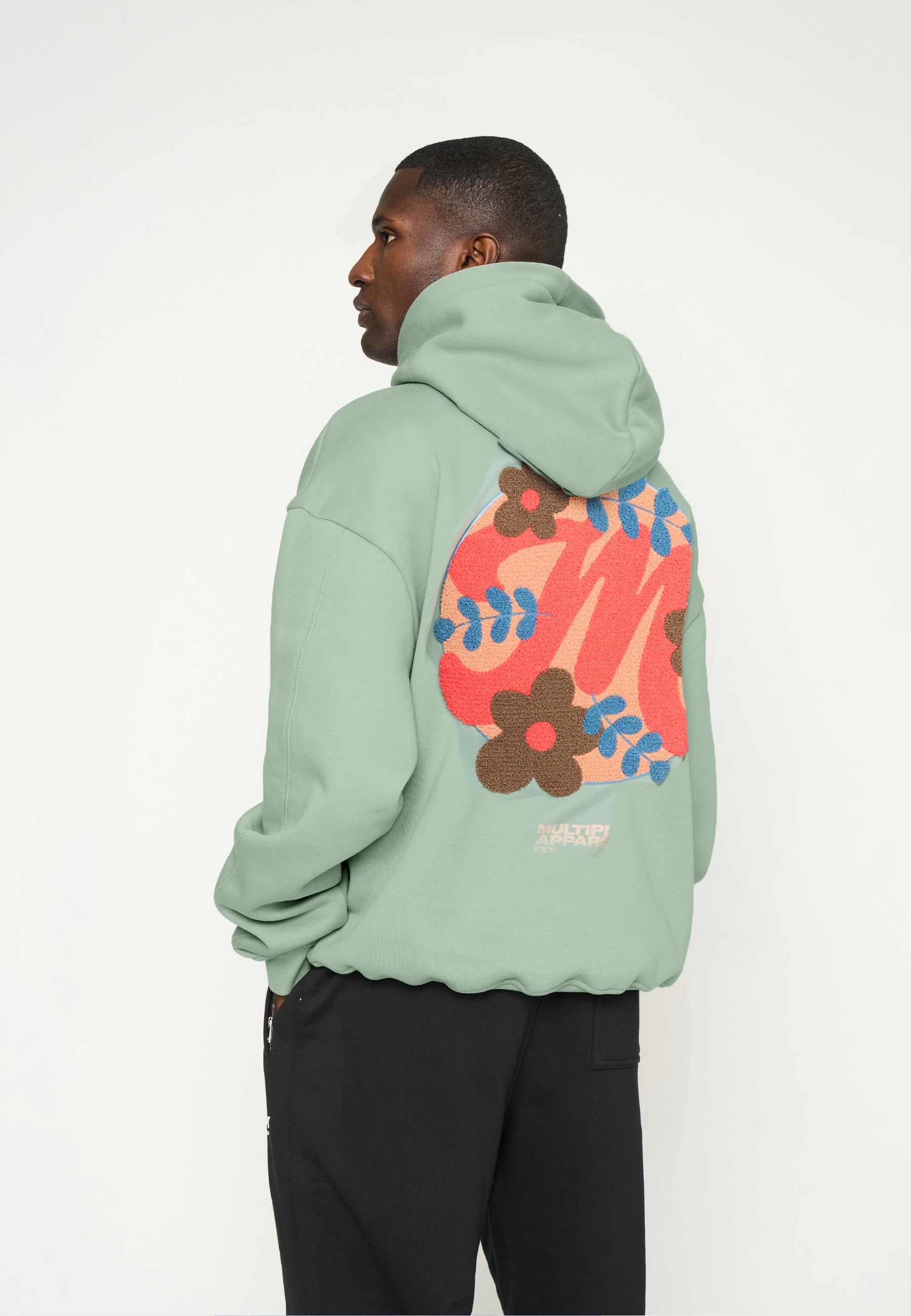 Oversize Hoodie M FLORAL Liiy Pad Soda Washed