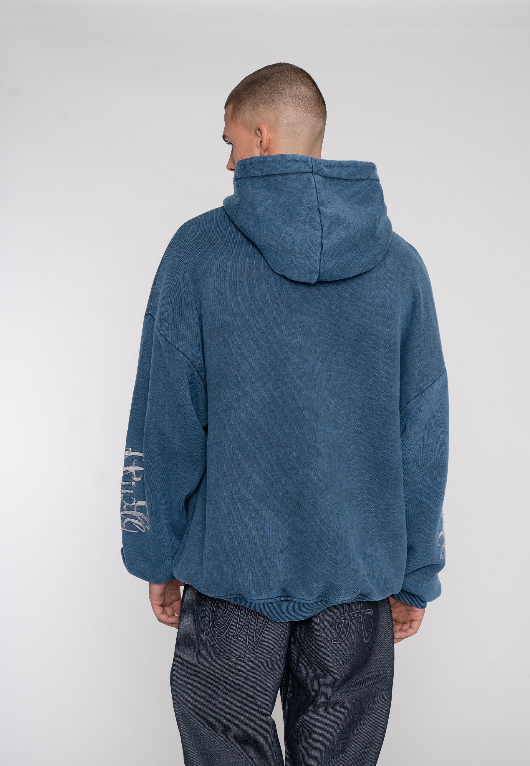 Oversize Hoodie ROYALTY Pageant Blue Washed Heavy Acid Washed