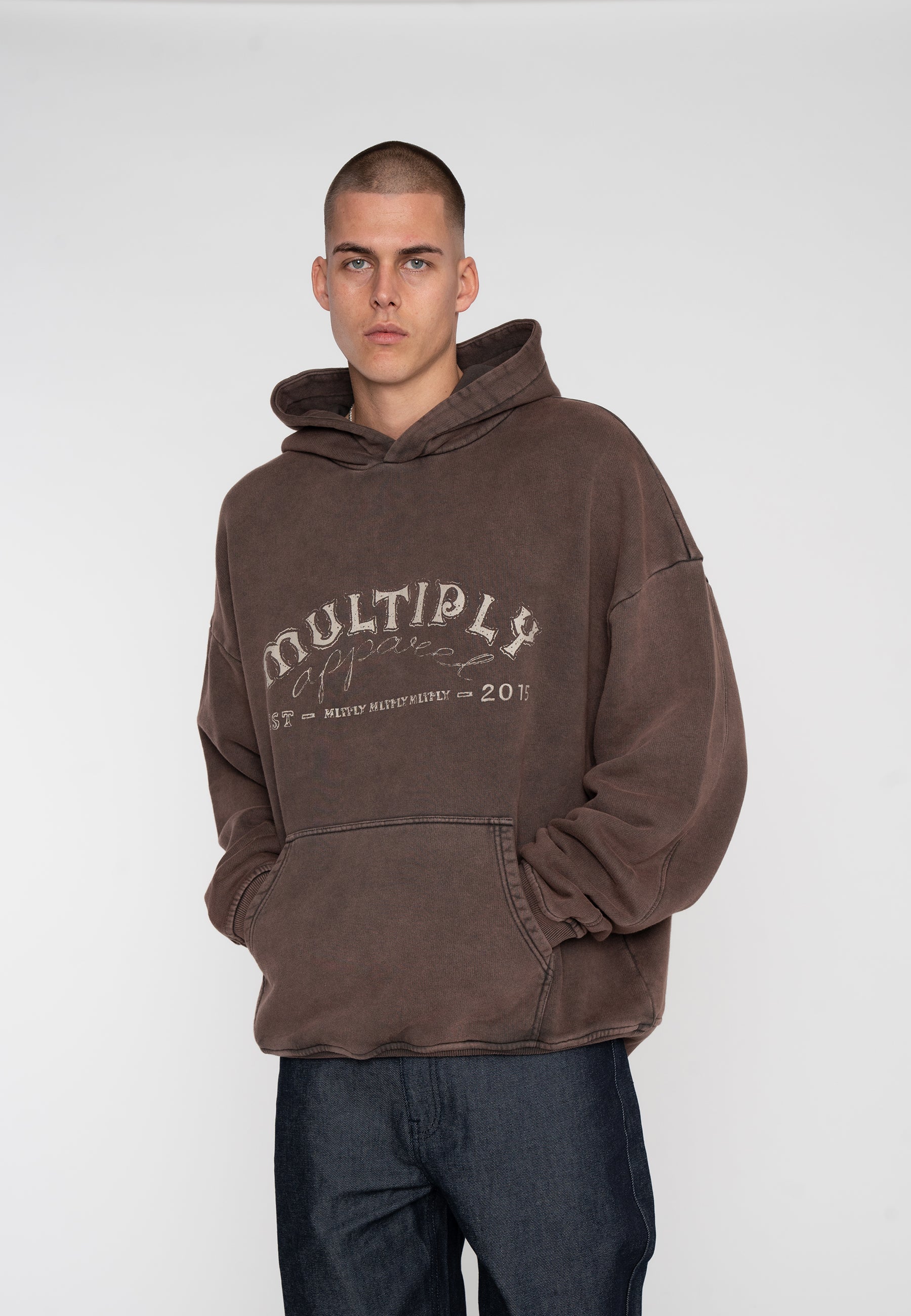 Oversize Hoodie AMPHITHEATER Turkish Coffee Heavy Acid Washed