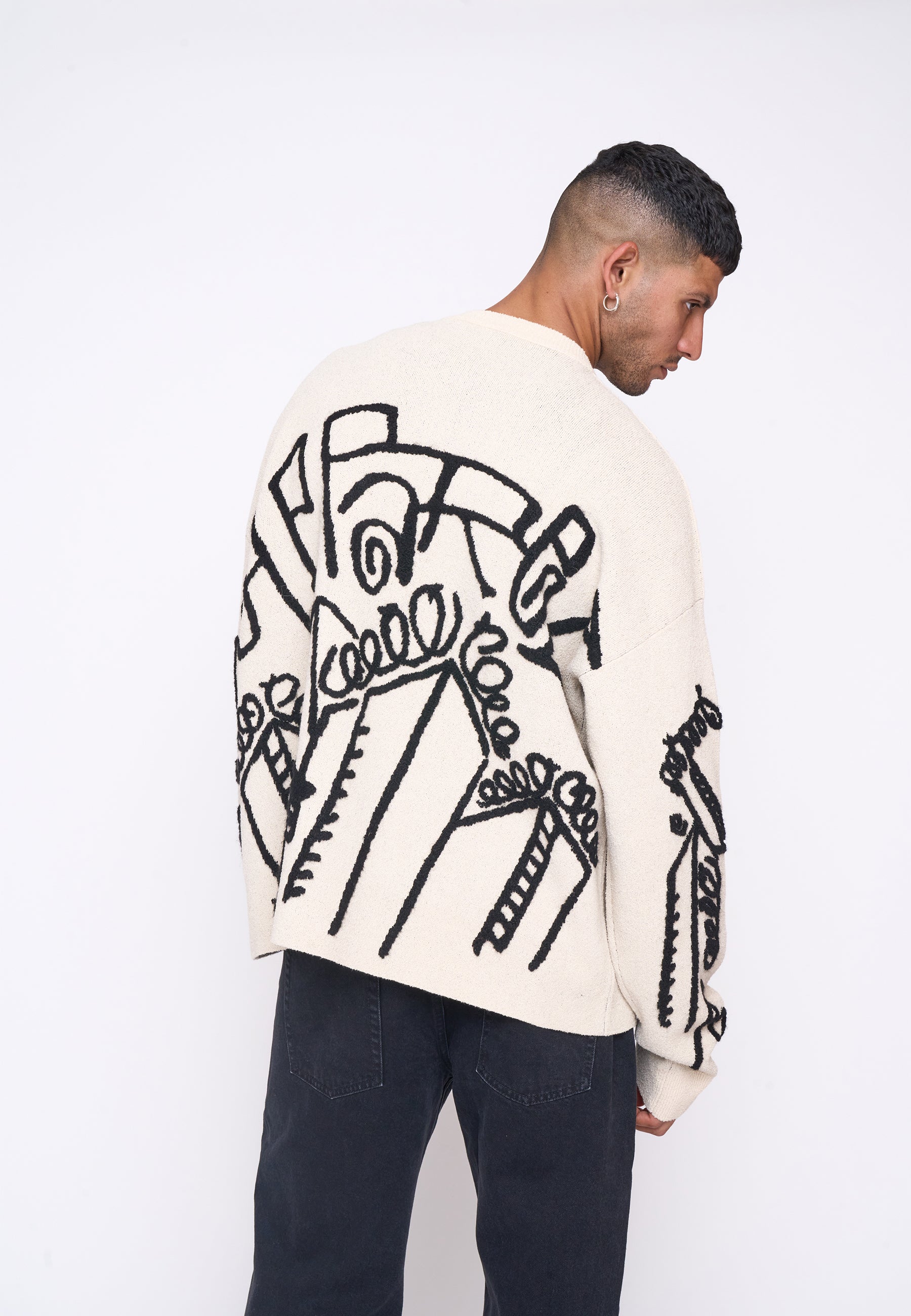 Oversize Knit Sweater DOWNTOWN White Swan