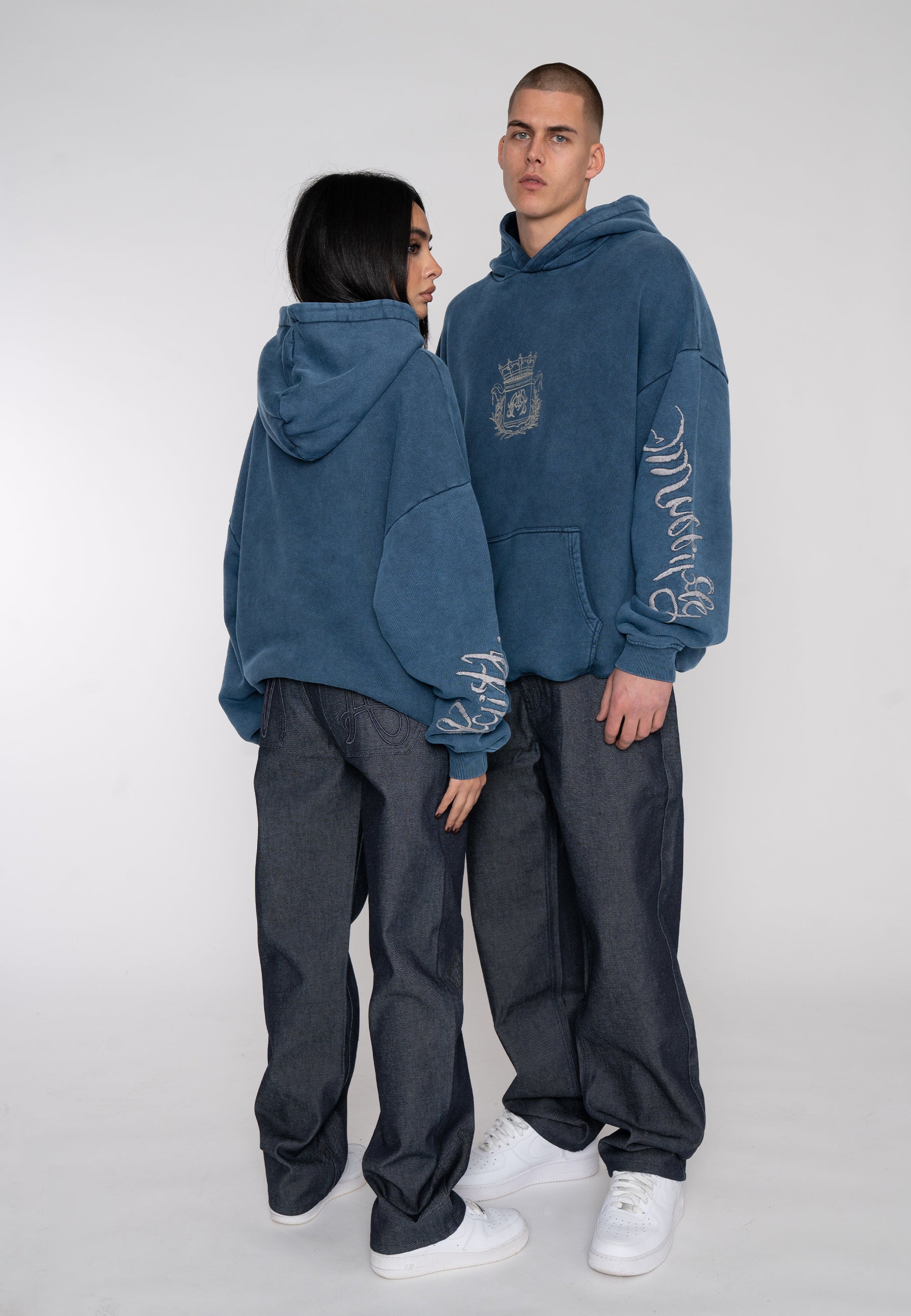 Oversize Hoodie ROYALTY Pageant Blue Washed Heavy Acid Washed