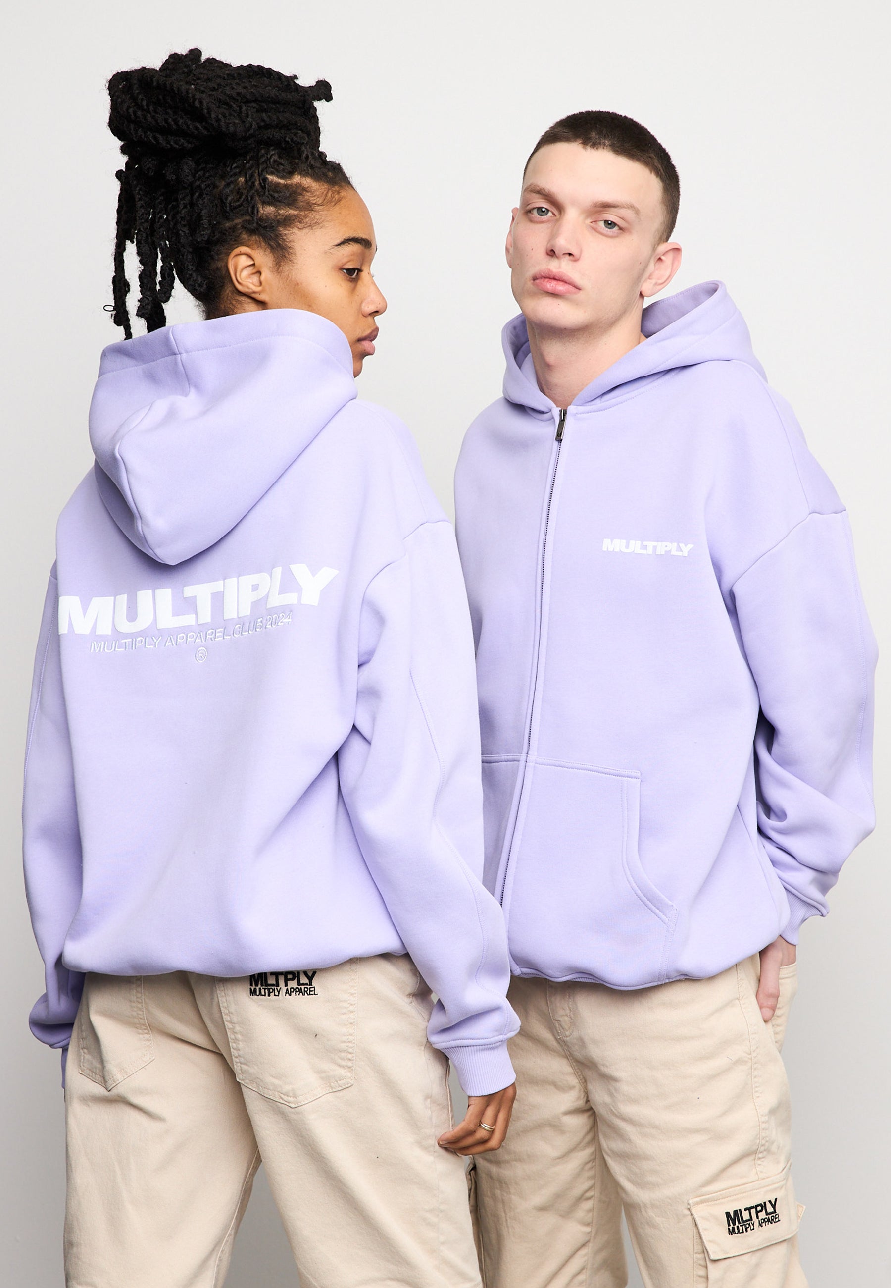 Oversize zip hoodie MULTIPLY Lavender