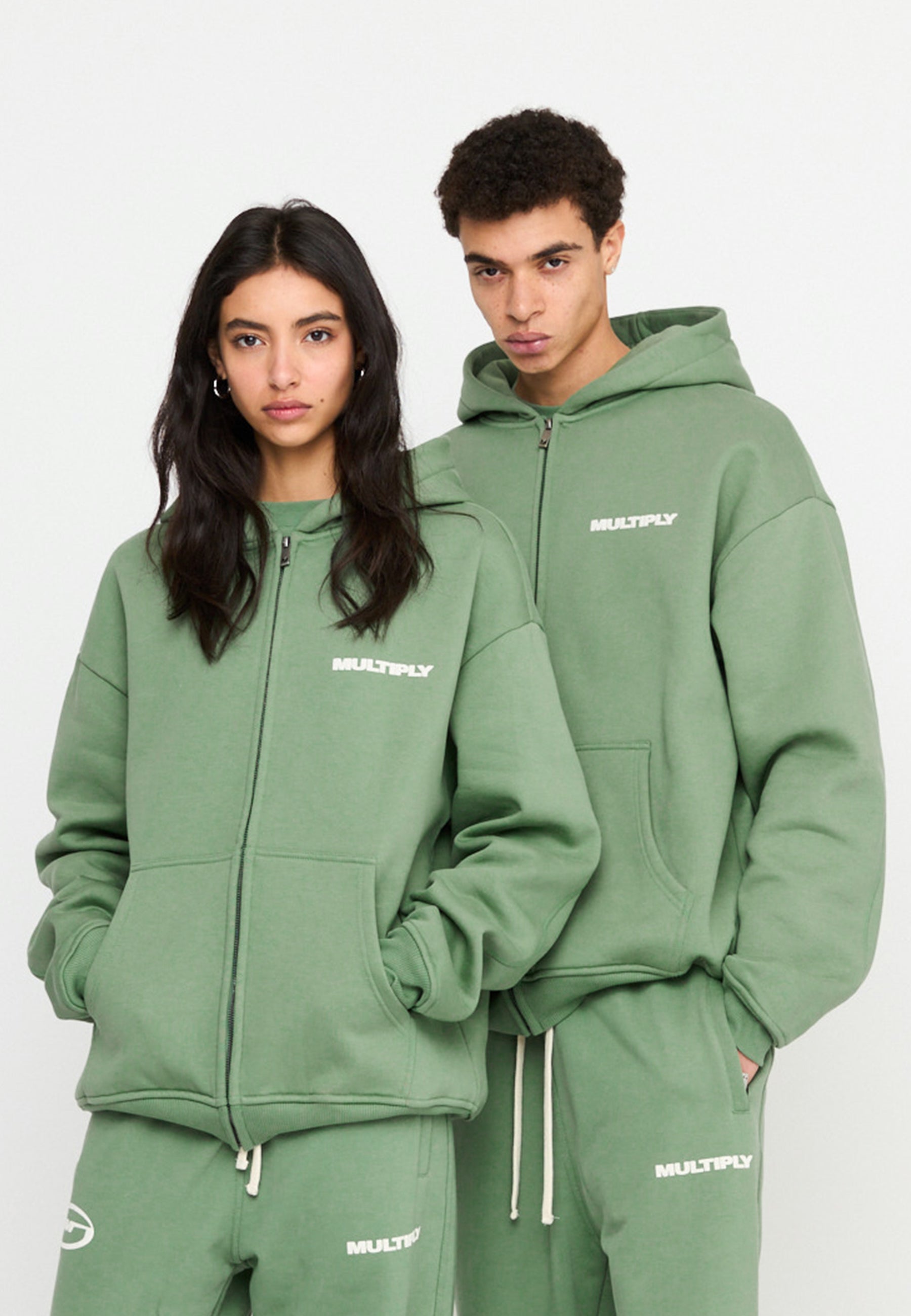 Oversize zip hoodie MULTIPLY Hedge Green